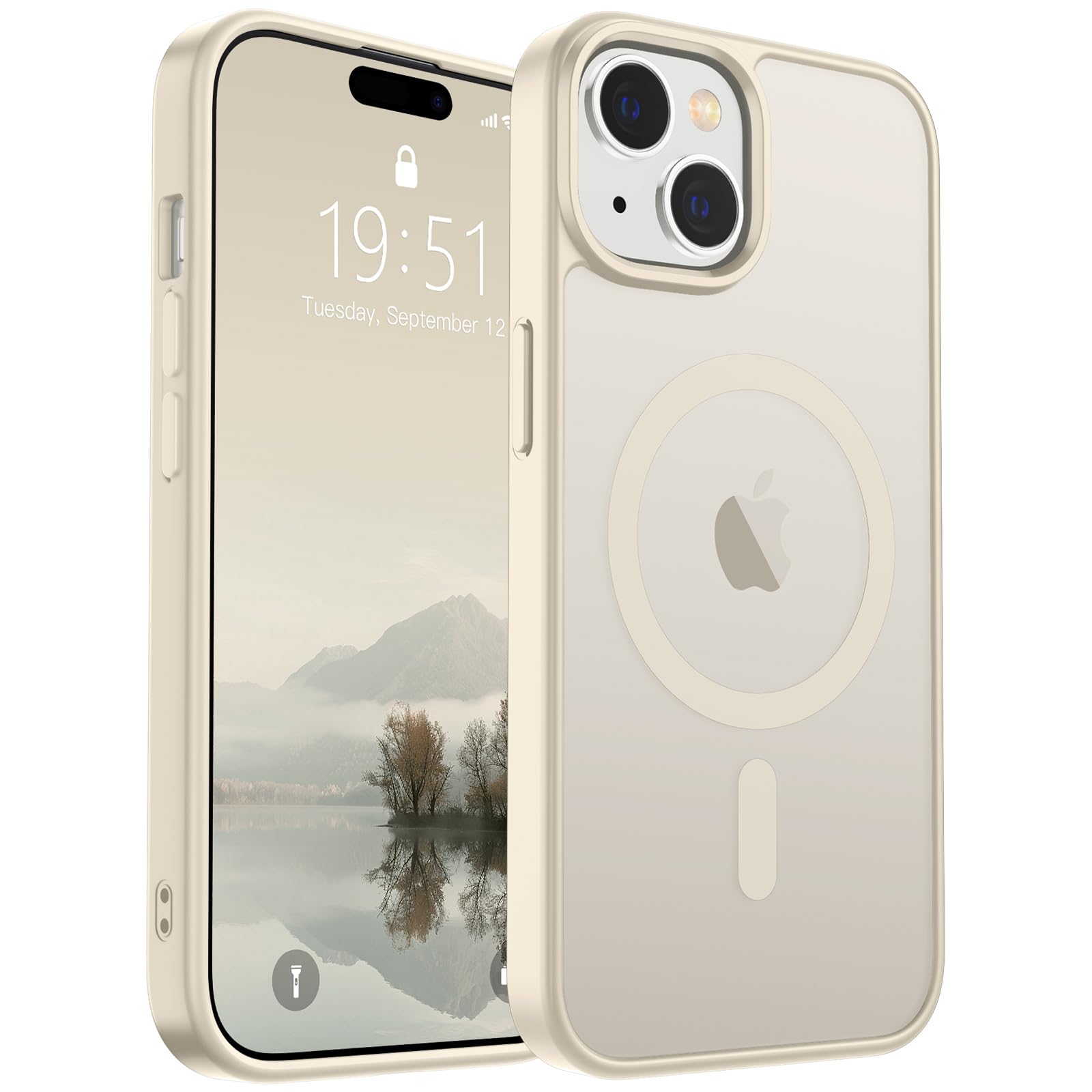 Photo 1 of SUPFINE Magnetic for iPhone 15 Case (Compatible with MagSafe) (Military Grade Drop Protection) Slim Translucent Matte Shockproof with Anti-Fingerprint Phone Case,Antique White
