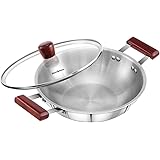 Hawkins Triply 3 mm Stainless Steel Deep Fry Pan 2.5 LTR with Lid, Silver (SSD25G), Standard