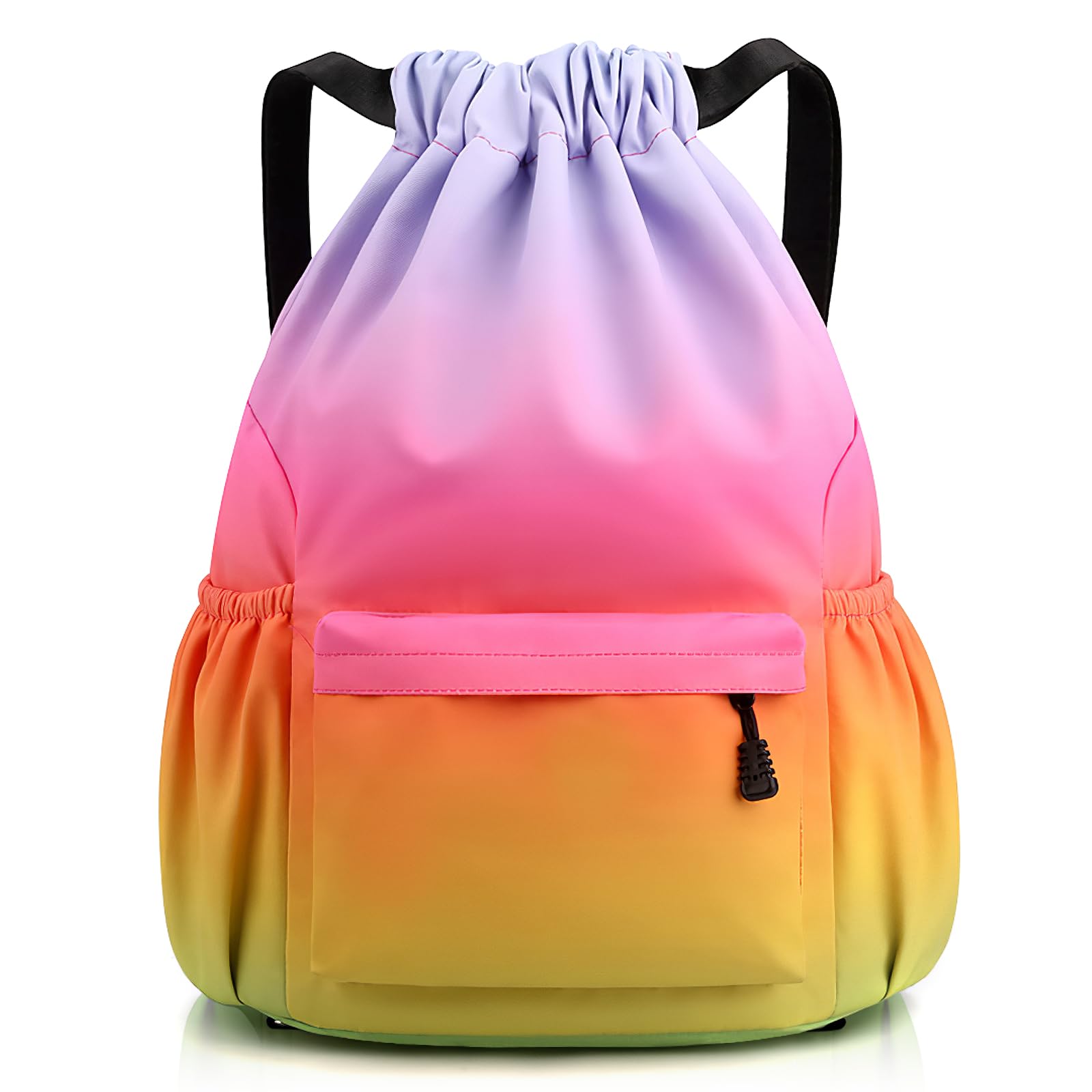 Sarmeley Drawstring Backpack Bags, Printed Drawstring Gym Bag for Men Women Girls Boys Adults, Large Drawstring Bags Waterproof Swimming Bag Draw String Bag for Shopping Yoga Sport, Rainbow Green