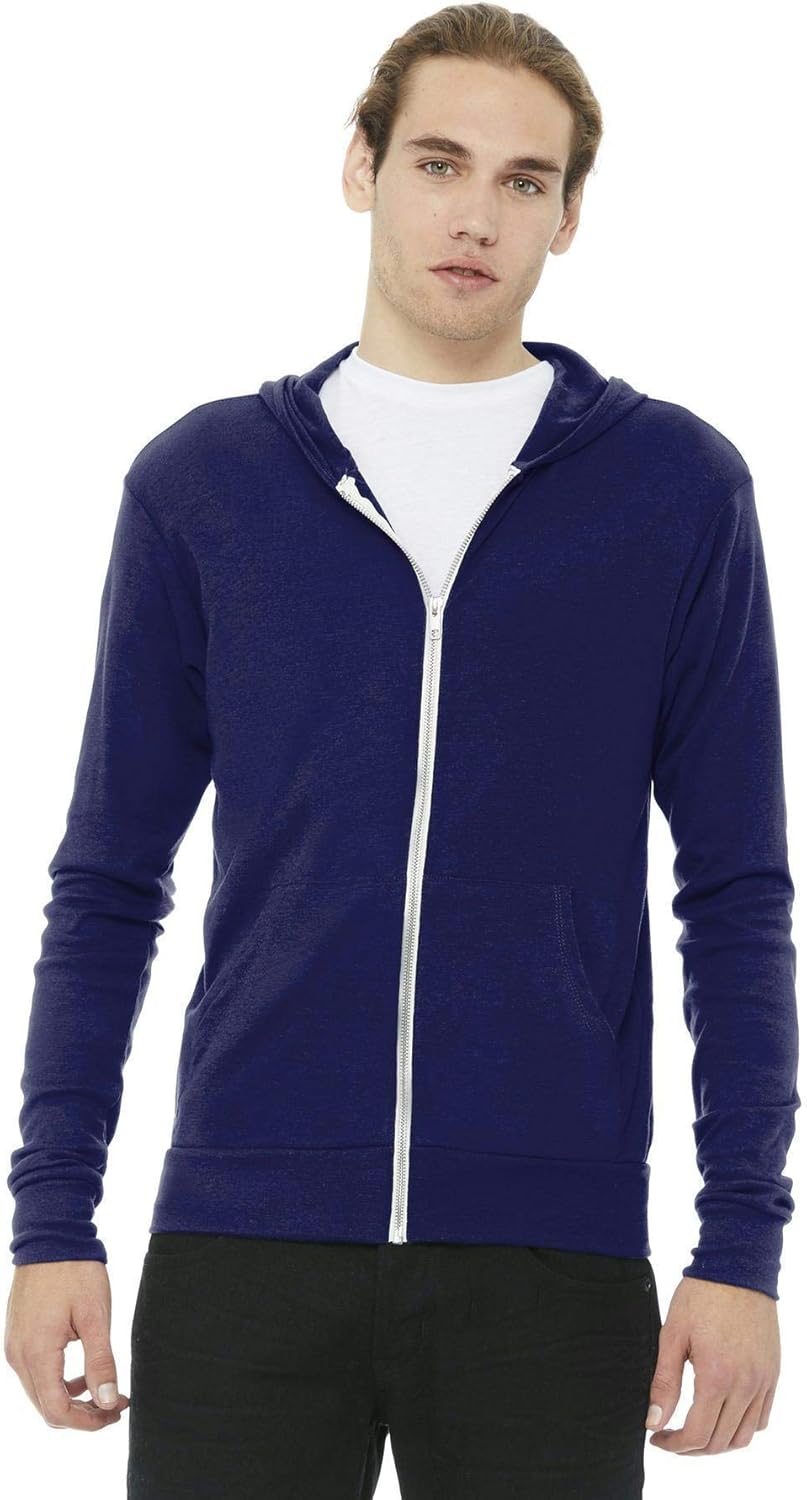 Bella + Canvas Unisex Triblend Full-Zip Lightweight Hoodie: Bella+Canvas: Clothing