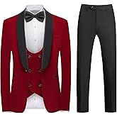 Rogers & Morris Velvet Tuxedo Suit for Men Solid Shawl Lapel 3 Piece Set Regular Fit Jacket Vest Pants Set