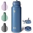 BOTTLE BOTTLE 40 oz sports water bottle stainless steel insulated water bottle with straw and pills holder (blue)