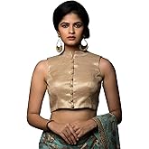 Women's Party Wear Stitched Readymade Bollywood Designer Indian Style Padded Blouse for Saree Choli Crop Top Gold (XXL-44)