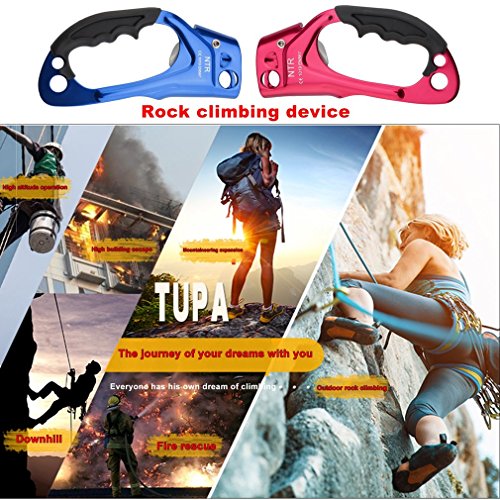 Belovedkai Climbing Hand Ascender, Right/Left Hand for Rock Climbing Rappelling Rescue Rope Clamp for 8~12MM Rope (red for left hand)