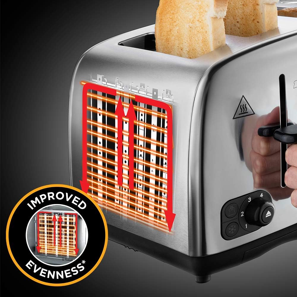 Russell Hobbs 4 Slice Toaster with Perfect Toast Technology for improved evenness (Wide slots, Lift & look feature - Image 4