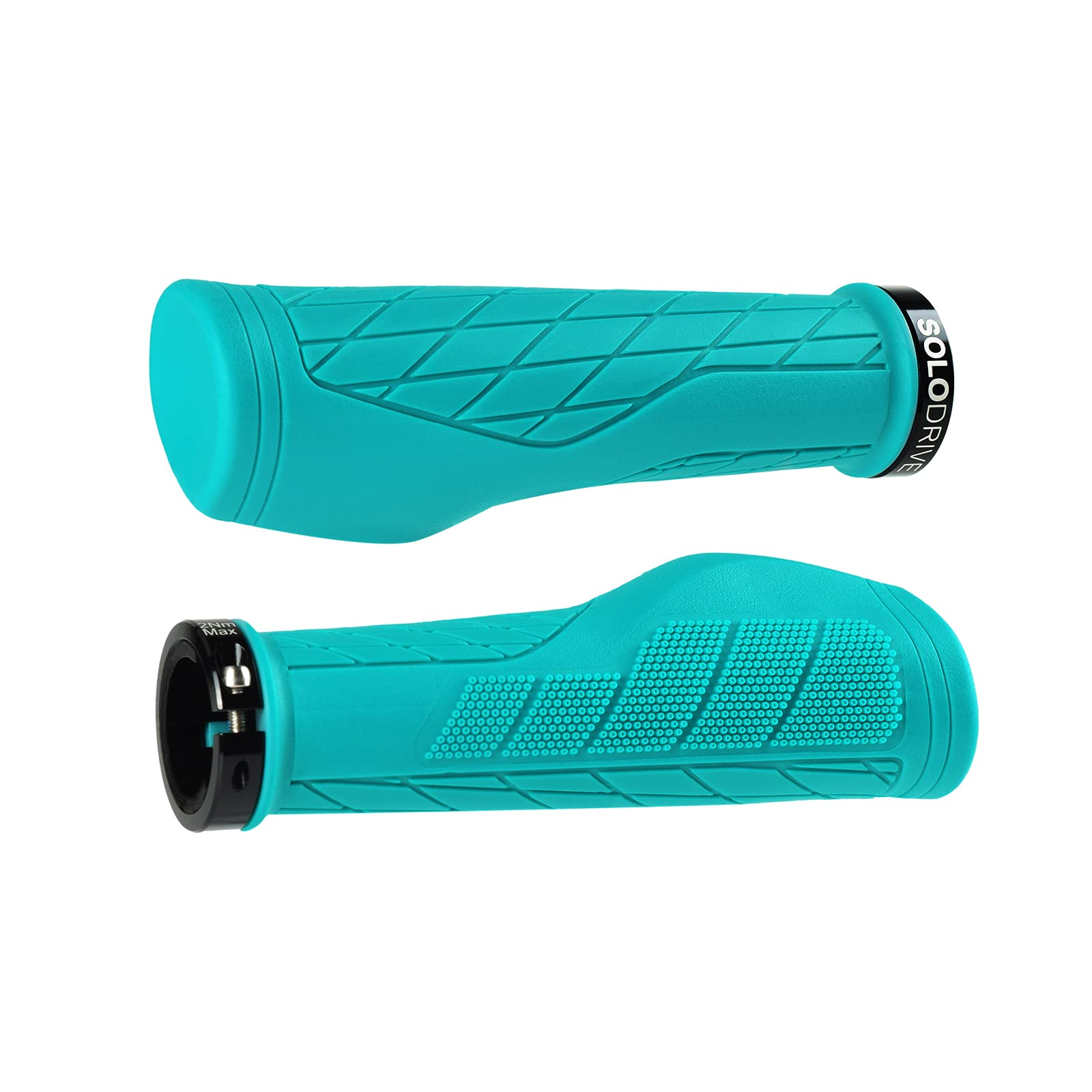 SOLODRIVE Ergonomic Design Mountain Bike Grips, Comfortable Bicycle Handlebar Grips, Single Lock-on and Non-Slip MTB Handle, Fit MTB, E-Bike, Hybrid, Scooter (Turquoise) — image 1