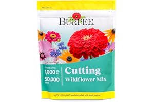 Burpee Wildflower Seeds Cutting Mix | 50,000 Bulk Seeds, Multi, 1 Bag | 15 Varieties of Non-GMO Flower Seeds | Perennial Wildflower Seeds Pollinator Mix | Covers 1,000 Sq. Ft.