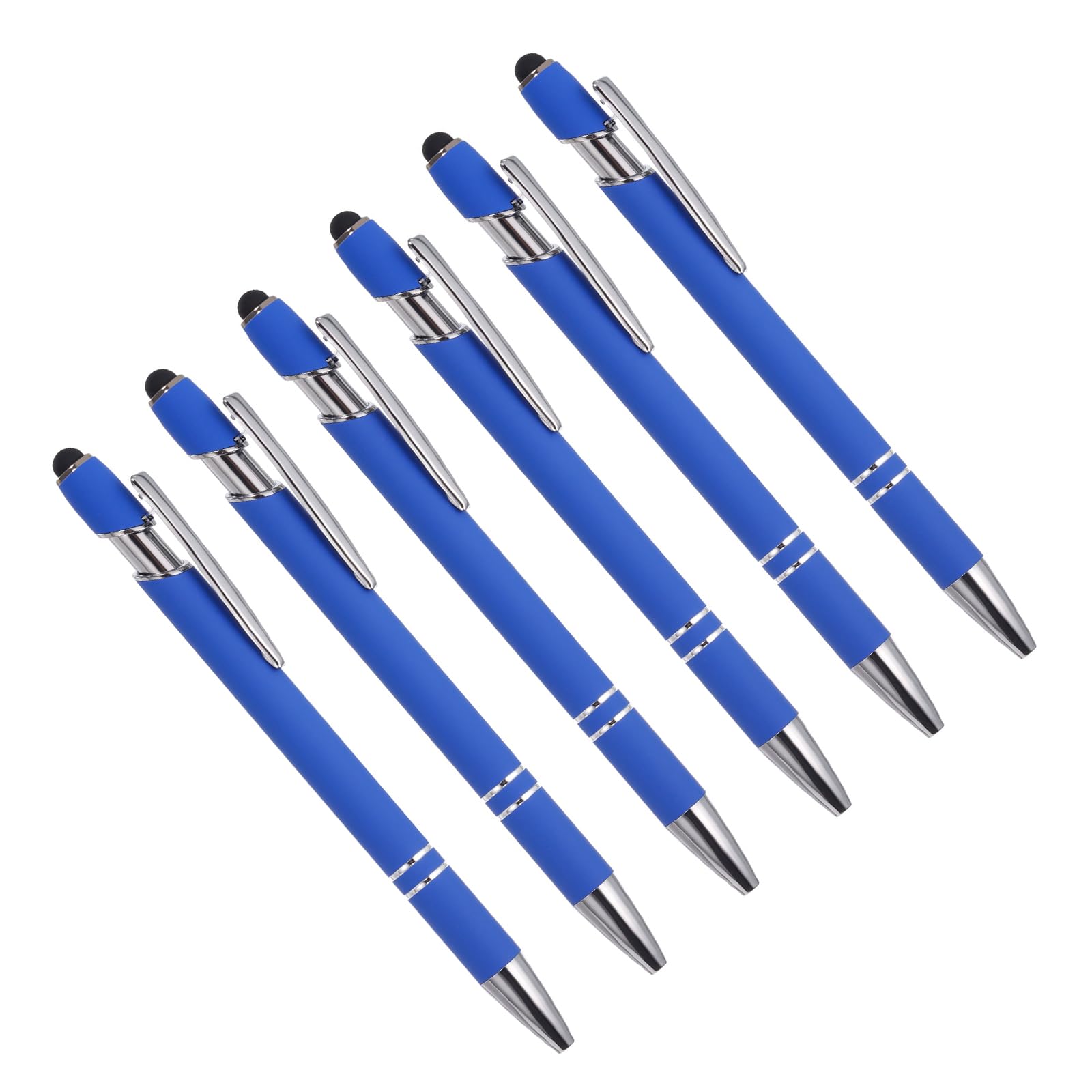 YOKIVE 6 Pcs Ballpoint Pen with Stylus Tip, 2 in 1 Black Ink Metal Stylus Pen 1.0mm Medium Point Style 1, Great for Touch Screens, Office, Studios (Blue)