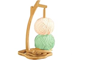 Joyeee Magnetic Rotating Pendulum Yarn Ball Dispenser Stand, Wooden Spinning Yarn Spool Crochet Spinner Carousel for Yarn Sto
