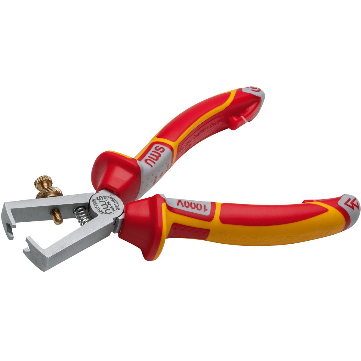 Nws 145-49-VDE-160-SB Wire Stripping Pliers, Silver/Red/Yellow