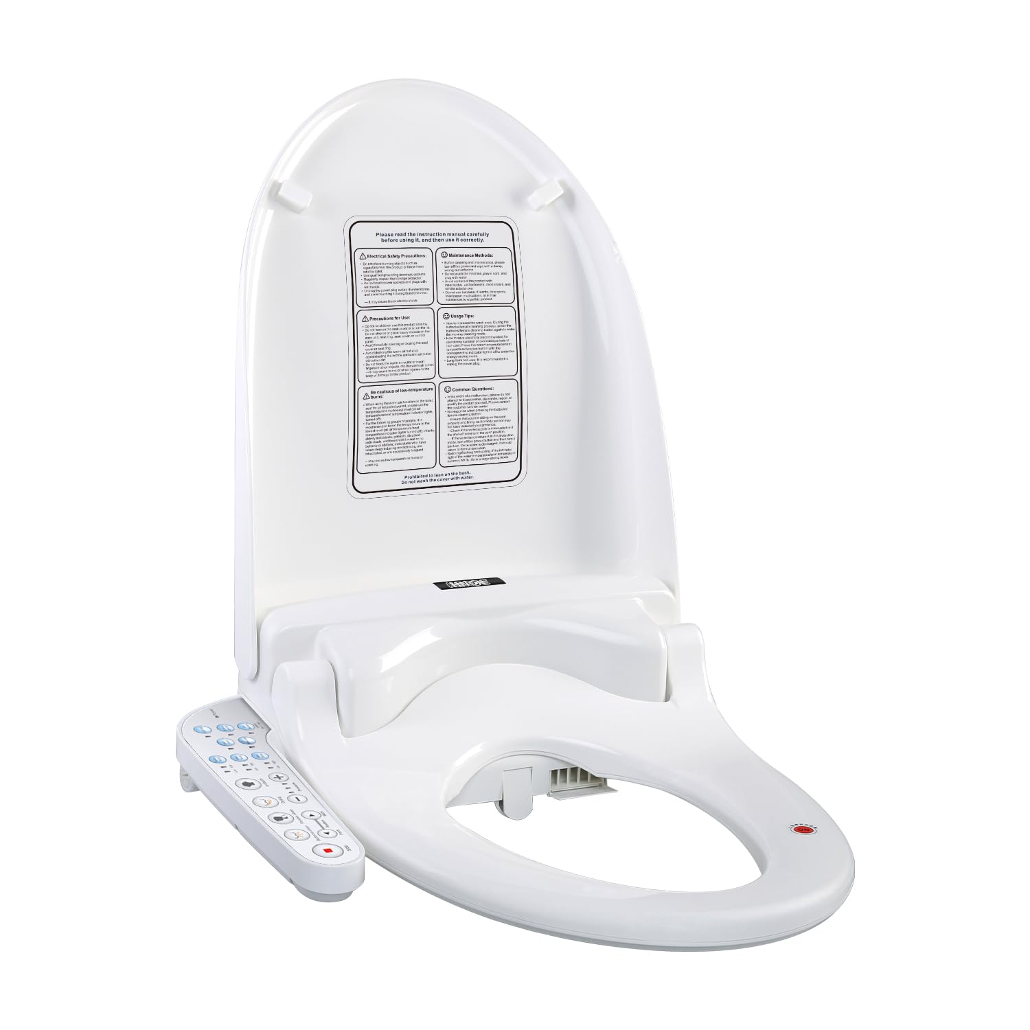 Photo 1 of KERDE 08C Electric Bidet Toilet Seat,Warm Water Cleansing,Warm Air Drying, Heated Seat,Adjustable Temperature Settings, Moving Nozzle Massage,White,Night Light, Elongated,Bidets for Existing Toilets.