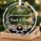 Our First Christmas Together Glass Ornament 2025, Personalized 1st Christmas Married Gift, Wedding Gift for Couples, Newlywed Ornament, Mr and Mrs Keepsake