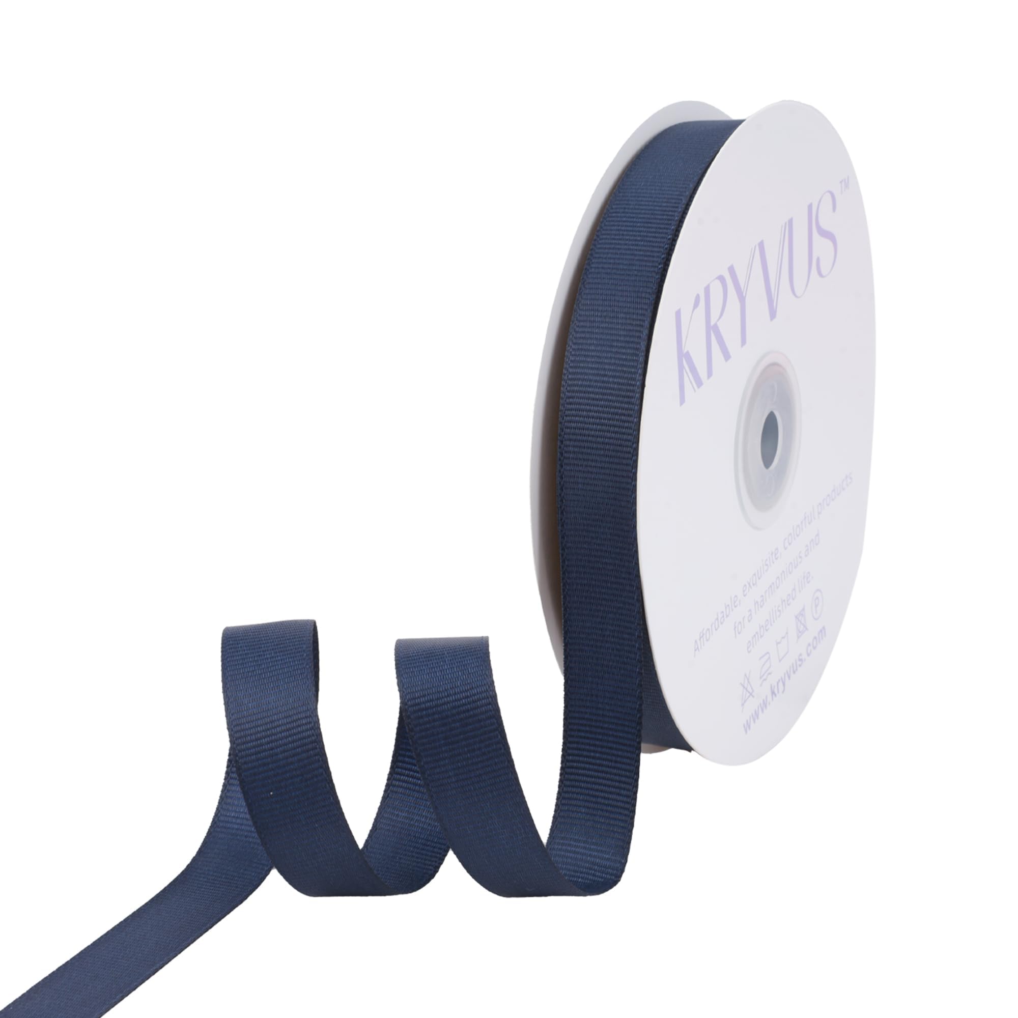 Kryvus Grosgrain Ribbon, Navy Blue Ribbon 16mm x Continuous 45 Metres, Navy Blue Grosgrain Ribbons Perfect for Gift Wrapping, Crafts, Sewing, Wedding Decor, DIY Hair Accessories and More