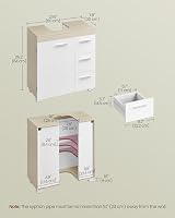 VASAGLE Under Sink Cabinet 30 x 60 x 64 cm Cloud White Beige 3 Drawers view 6