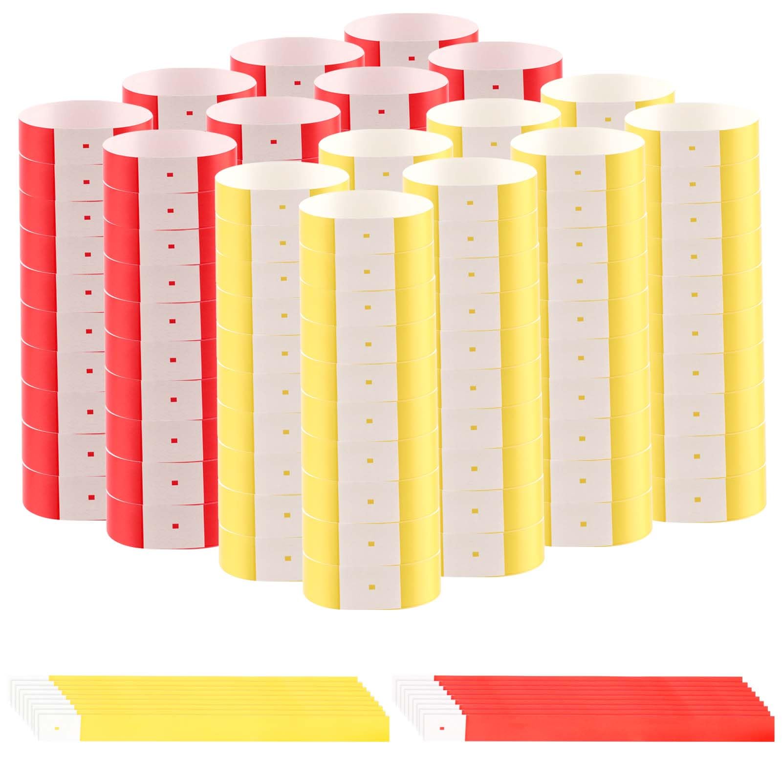 HEIHAK 1000 Pcs Paper Wristbands for Events, Neon Entrance, Festival for Concerts Fairs, Parties, Music Festivals, Major Contests (Red, Yellow)