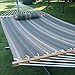 Prime Garden Quilted Fabric Hammock with Pillow, Hardwood Spreader Bars, 2 People, Desert Stripe