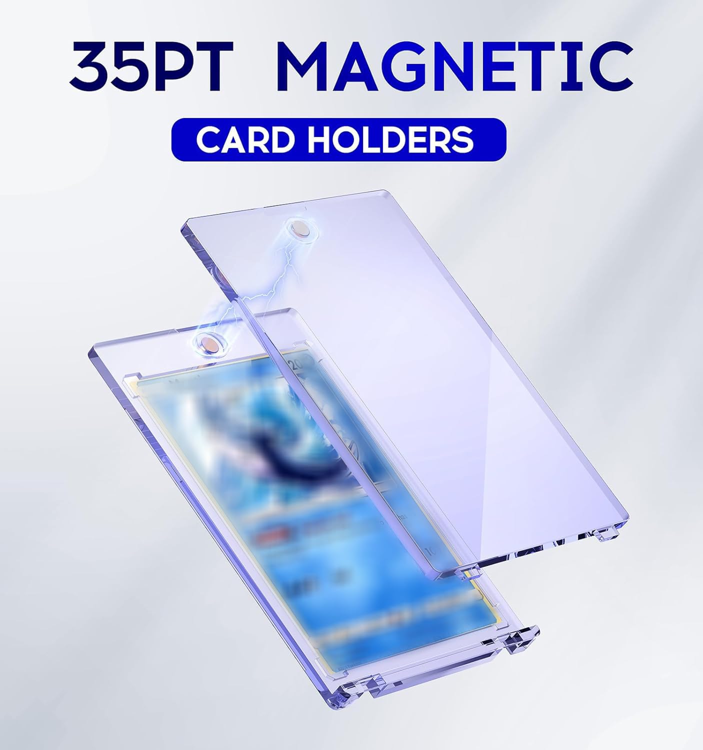 50ct Magnetic Card Holder, 35pt One Card Holder Touch, U-V Protectors Hard Plastic for Trading Cards, Magnet Case, Sports, Game, Football, Baseball Cards Holders