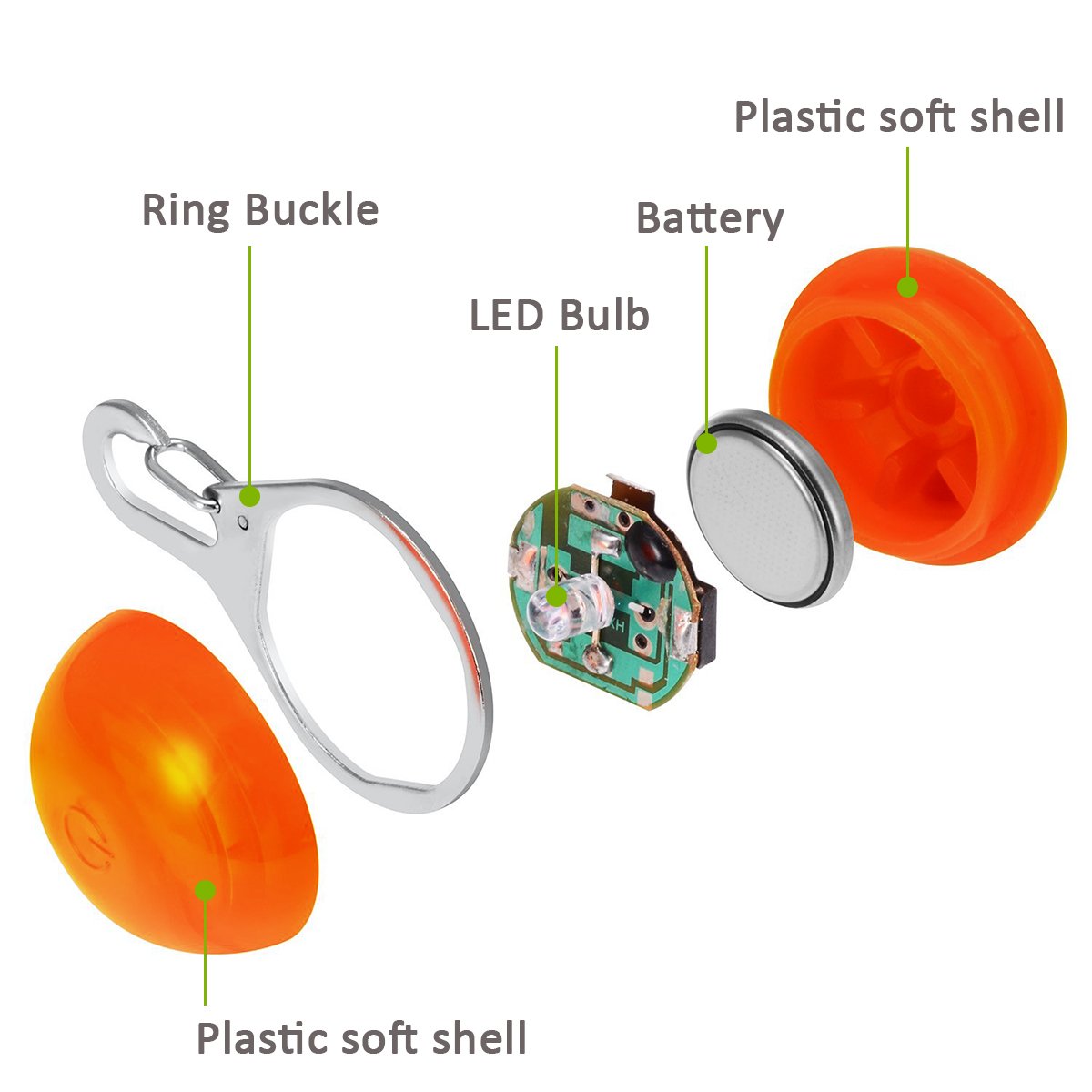 morpilot Collar LED Luz Perro, 6Pcs Clip-on Luces de Colores de Seguridad Luminoso Impermeable para Mascotas por Caminar por la Noche, 6 Baterías + 6 Baterías Extras Incluidas