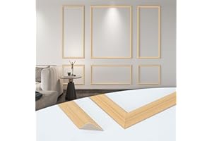 Art3d Pre-Cut Wall Molding Set of 6 pcs, Ready-to-Assemble Wainscoting Panels for Interior Wall Décor Living Room Bedroom Accent Wall - Installed with Glue, 3 Top 3 Bottom, Oak