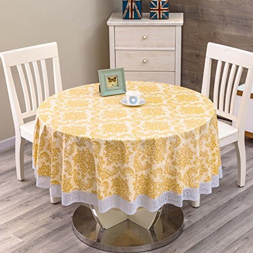 RUOYOU Waterproof Table cloth,Oil-proof Tablecloths Pvc Round Table cover Plastic Table linen Thicken Table mats For Home Restaurants-D diameter134cm(53inch)