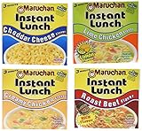 Maruchan Instant Lunch Sampler Variety Pack; 2.25oz Roast Beef, Creamy Chicken, Lime Chicken, and Cheddar Cheese Cups (Pack of 12)