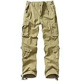 AKARMY Womens Cargo Pants with Pockets Outdoor Casual Ripstop Camo Military Combat Construction Work Pants 2039 Khaki 30