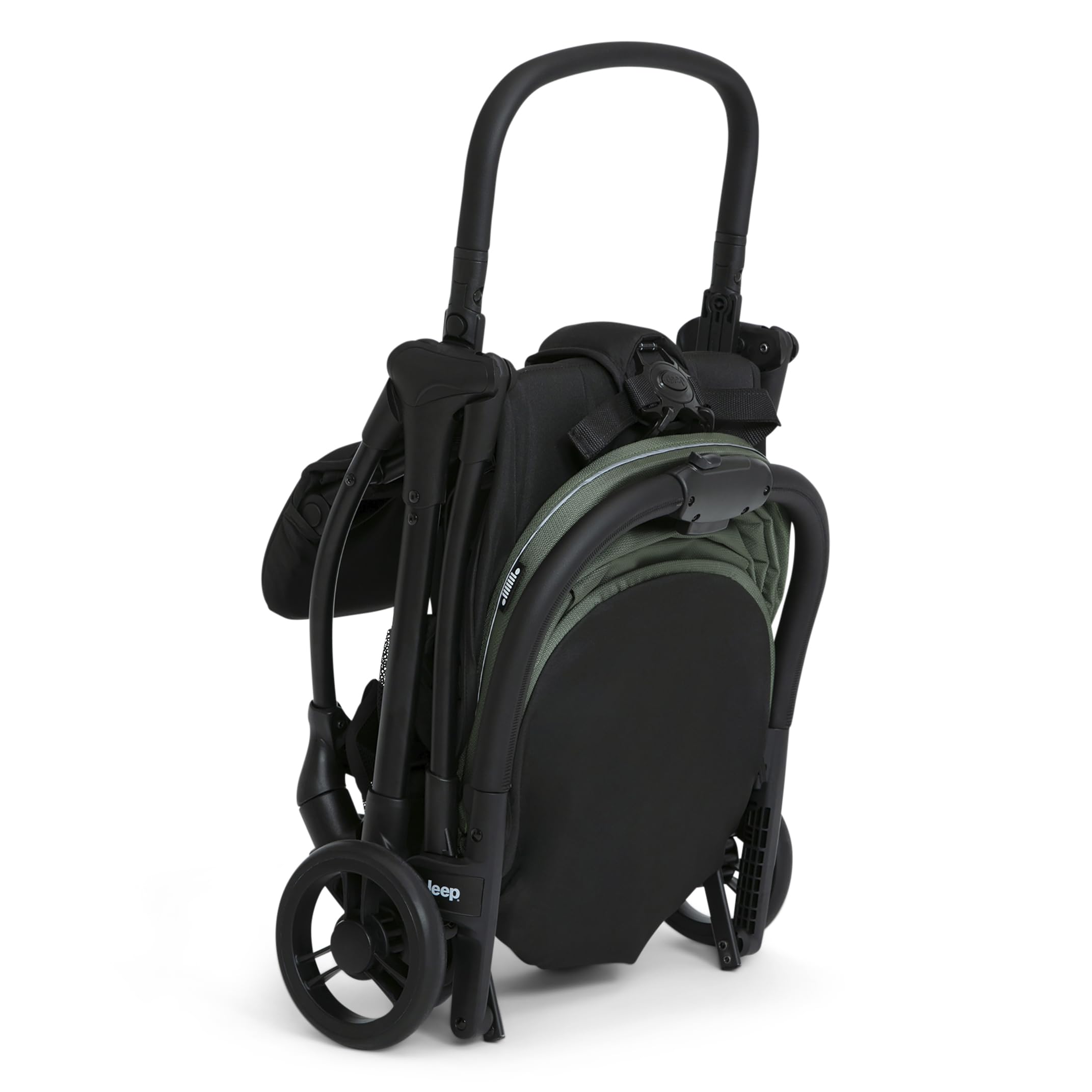 Jeep Altitude Compact Travel Stroller by Delta Children Greenguard Gold, Easy One Hand Fold, Lightweight, Extendable Canopy with Peek-a-Boo Window, Reclining Seat, 4 Wheel Suspension, Olive Green