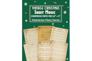 Vintage Christmas Sheet Music Scrapbook Paper Pad 8.5” x 11”: Old Fashioned Craft Paper 6 Designs, 12 Double Sided Sheets | F