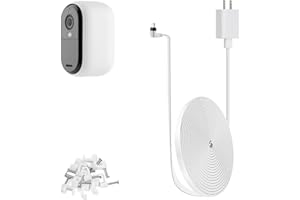 iTODOS 16.4ft/5m Charging Cable for Arlo Essential Wireless Security Camera, 2nd Generation with Adapter, Weatherproof Outdoor Flat Power Cable Charging for Alro Essential 2nd