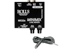 Rolls MX22s Mini Mix Line Mixer with Hosa 1/4" Phone TRS Headphone Extension Cable- 10'