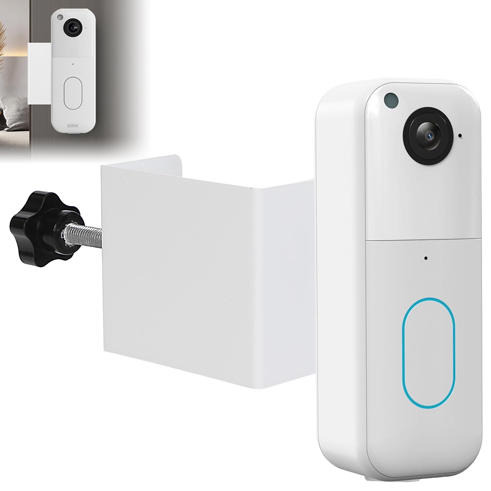 Photo 1 of Anti-Theft Blink Doorbell Mount 2nd Gen, No-Drilling Metal Door Bell Mount for All-New Blink Video Doorbell, Blink Camera Mount Bracket for Apartment, Rental, Office, White