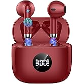 Jxrev Wireless Earbuds, Bluetooth Headphones LED Power Display Ear Buds Bass Stereo, Bluetooth Earbuds in-Ear Noise Cancelling Mic, Playback Mini Case IP7 Waterproof Sports Earphones for Android iOS