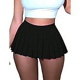 FireElf Mini Skirt for Women Pleated Skirts Y2K Sexy Skirt High Waist Schoolgirl Skirt Elastic Waistband Cosplay Club Outfits