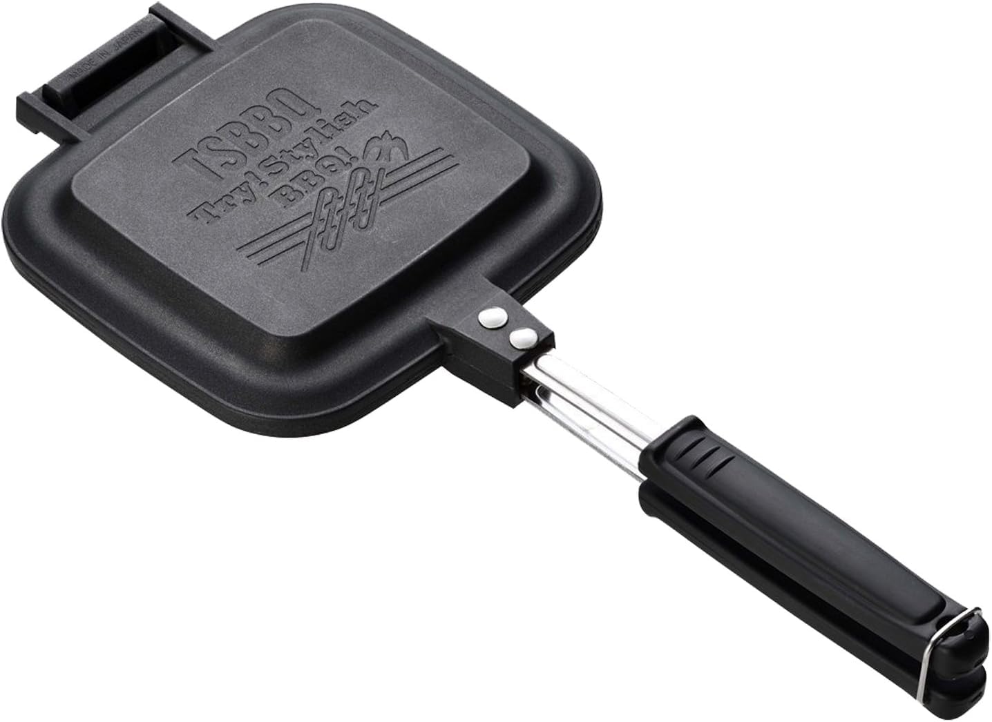 【燕三条製】 TSBBQ ホットサンドメーカー TSBBQ-004 パンの耳がくっついて中身が出ない！ おしゃれなロゴの焼印！ 分離するのでフライパンになるし洗いやすい！ TV・ホットサンド倶楽部で紹介されました！ 炭火・ガス火・ラジエントOK！IH非対応商品画像