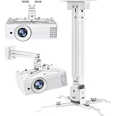 2-Be-Best Projector Mount 17-25.6" Upgraded Wider Pipe Mount White | Projector Ceiling Mount Bigger Max Load 42 LBS Compatible with Epson Benq and Other Projectors for Office Home