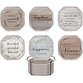 UMIRRO Absorbent Drink Coasters, Housewarming Gifts for New House, Sweet Home Decor, Rustic Farmhouse Coffee Table Centerpiece, Small Ideas for Women Mom Her Men Dad Him, 4", Set of 6