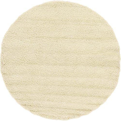 Unique Loom Solid Shag Collection Area Rug (8' Round, Pure Ivory)