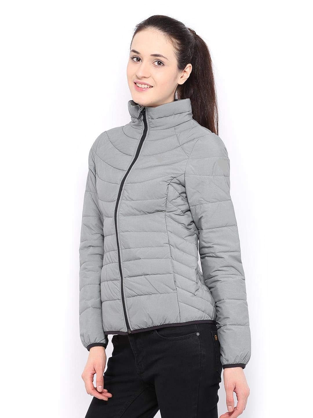 afania women's long sleeves blended bomber quilted jacket
