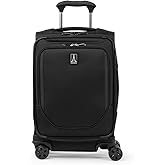 Travelpro Crew Classic Lightweight Softside Expandable Carry on Luggage, 8 Wheel Spinner Suitcase, Men and Women, Compact Carry On 20-Inch, Black