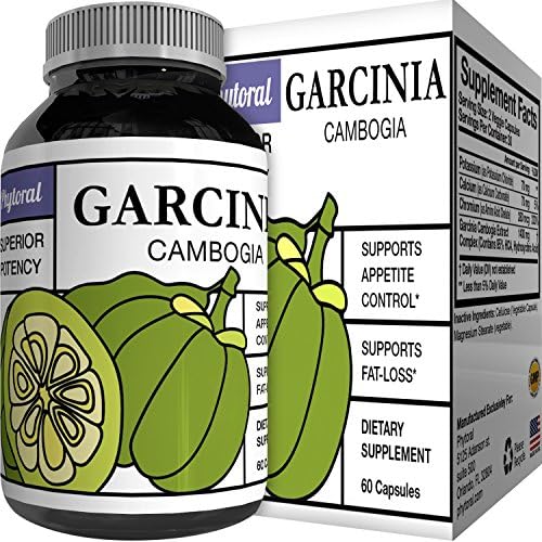 Pure Garcinia Cambogia Extract Supplement with 95%HCA Best Weight Loss Pills for Men &amp; Women Natural Fat Burner Appetite Suppressant Metabolism Booster- Block Carbs Boost Energy Levels - Phytoral