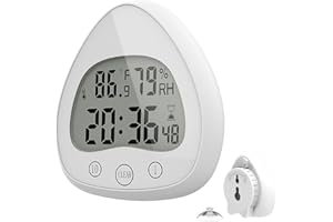 AOZBZ Shower Clock - Waterproof Shower Timer for Kids Touch Digital Bathroom Clock with Alarm Temperature Humidity Toilet Timer (White)…