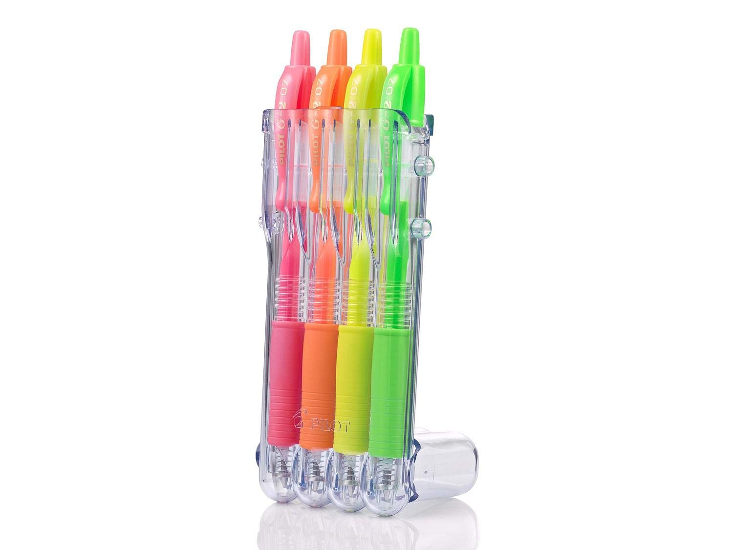 Pilot G207 Retractable Gel Rollerball Neons 0.7mm Set to Go Pack of 4- Yellow/Pink/Orange/Green