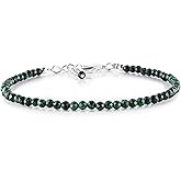 Natural Gemstone Micro Beads Dainty Bracelet Jewelry for Women Gifts For her, Birthstone Energy Crystals, Silver Plated Chain 8 inch