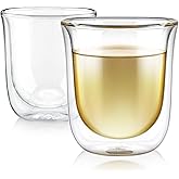 Teabloom Tulip Insulated Glasses for Tea, Espresso and Other Beverages - Double Walled Heatproof Glass Maintains Drinks Hot/Cold, 6 oz (Set of Two)