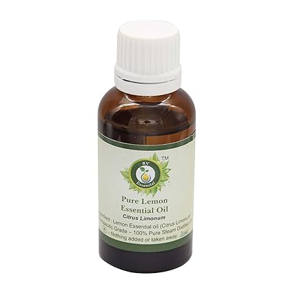 Lemon Essential Oil | Citrus Limonum | Lemon Oil | For Wood | For Skin | For Baking | For Body | 100% Pure Natural | Steam Distilled | Therapeutic Grade | 10ml | 0.338oz By R V Essential
