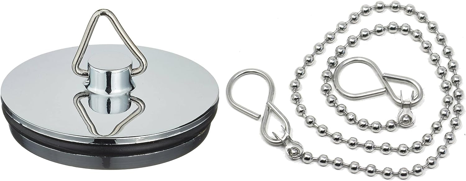 fiXte Shower Bath Chrome Plug - 45mm (1 3/4") or 38mm (1 1/2") - 18" or 12" Chain