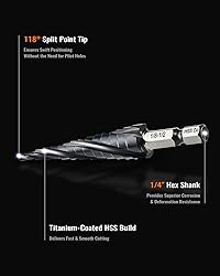 ZELCAN 13 Sizes M35 Cobalt Step Drill Bit, 1/8" to