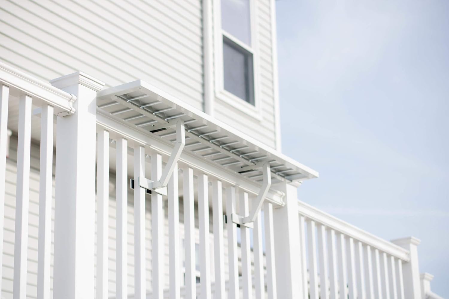 J&C Brands Railing Table Hardware Kit | Easy to Install Bracket Kit Attaches to Most Railings with Vertical Balusters | Customize Your Patio Railing | Table Not Included