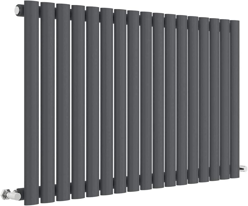 Nuie HLA39 Revive Modern Home Wall Mount Designer Horizontal Single Panel Radiator, 600mm x 992mm x 55mm, Anthracite