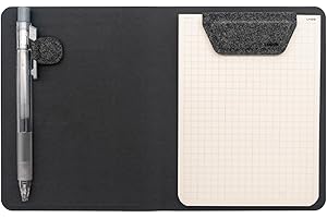 LHiDS Magnetic Business Portfolio Resume Padfolio Organizer, A6 Folder with Clipboard, Paper Clip, Writing Pad, Card Holder, Magnetic Closure for Interview, School and More, Obsidian Black